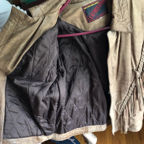 Women’s Authentic Vintage Leather Coat - Tan - Picture 4 of 5